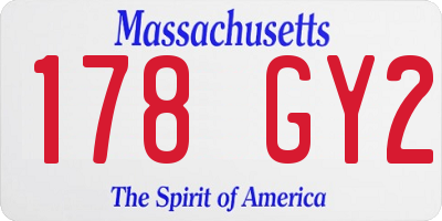 MA license plate 178GY2