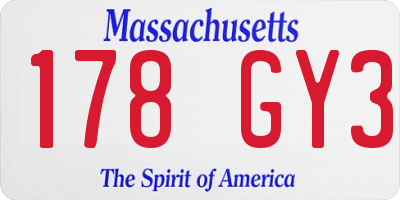 MA license plate 178GY3