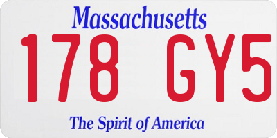 MA license plate 178GY5