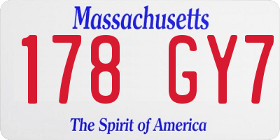 MA license plate 178GY7