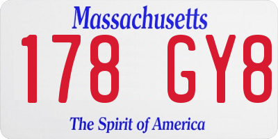 MA license plate 178GY8