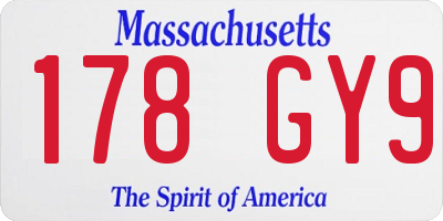 MA license plate 178GY9