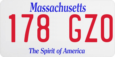 MA license plate 178GZ0