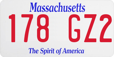 MA license plate 178GZ2