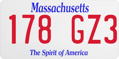MA license plate 178GZ3