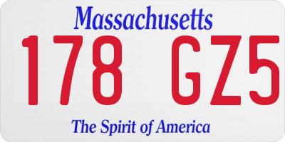 MA license plate 178GZ5