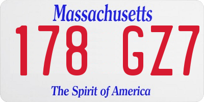 MA license plate 178GZ7