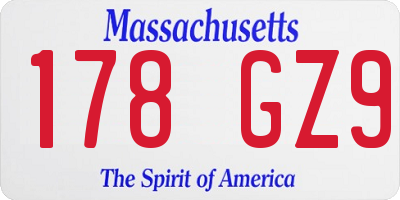 MA license plate 178GZ9