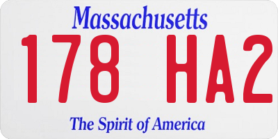 MA license plate 178HA2
