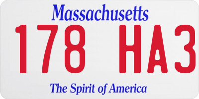 MA license plate 178HA3