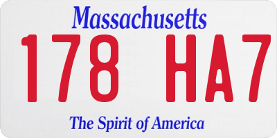 MA license plate 178HA7