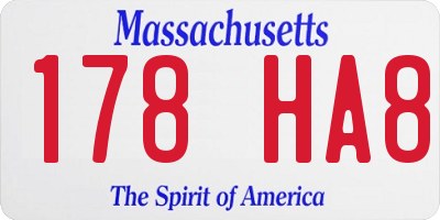 MA license plate 178HA8