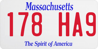 MA license plate 178HA9
