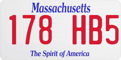 MA license plate 178HB5