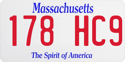 MA license plate 178HC9