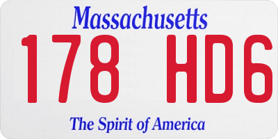 MA license plate 178HD6