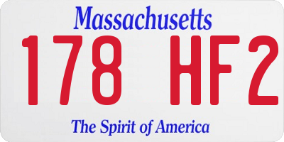 MA license plate 178HF2