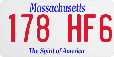 MA license plate 178HF6