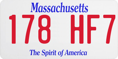MA license plate 178HF7
