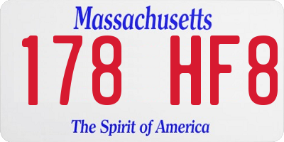 MA license plate 178HF8