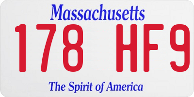 MA license plate 178HF9