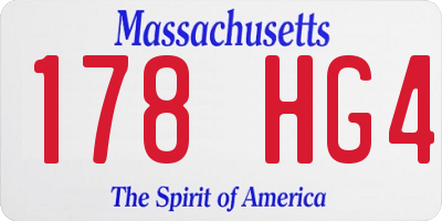 MA license plate 178HG4