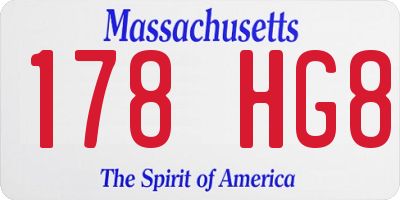 MA license plate 178HG8