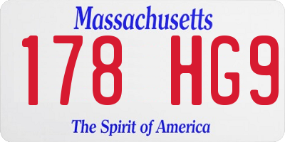 MA license plate 178HG9