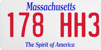 MA license plate 178HH3