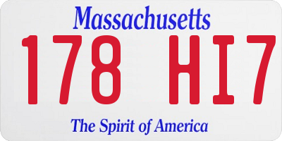 MA license plate 178HI7