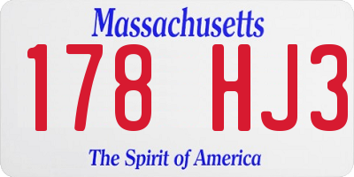 MA license plate 178HJ3