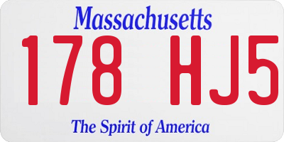 MA license plate 178HJ5