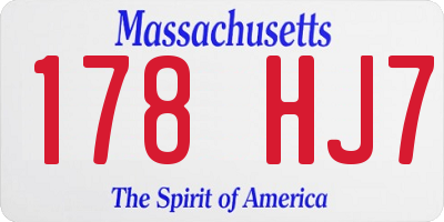 MA license plate 178HJ7
