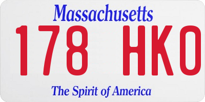 MA license plate 178HK0