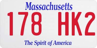 MA license plate 178HK2