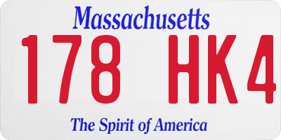 MA license plate 178HK4