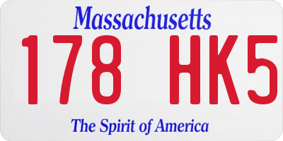 MA license plate 178HK5