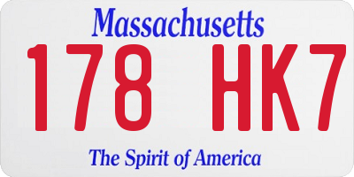 MA license plate 178HK7