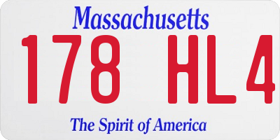 MA license plate 178HL4