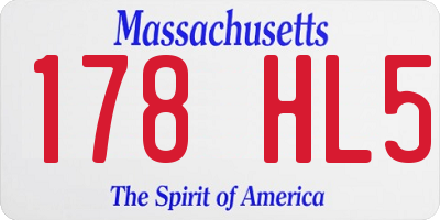 MA license plate 178HL5