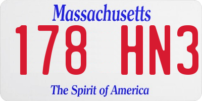 MA license plate 178HN3