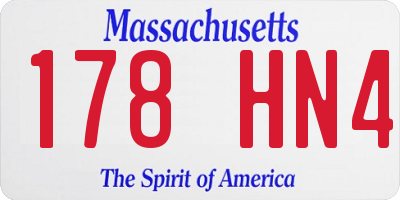 MA license plate 178HN4