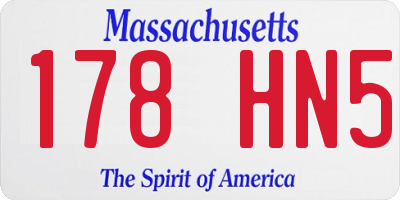 MA license plate 178HN5
