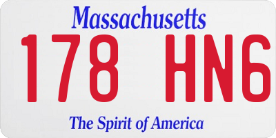 MA license plate 178HN6