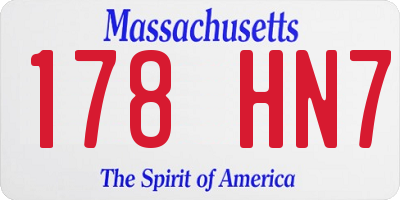 MA license plate 178HN7