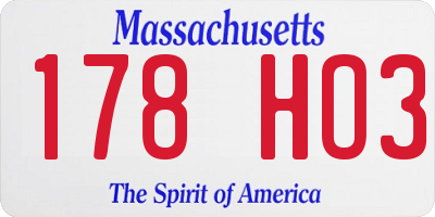 MA license plate 178HO3