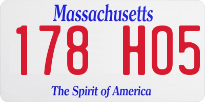 MA license plate 178HO5