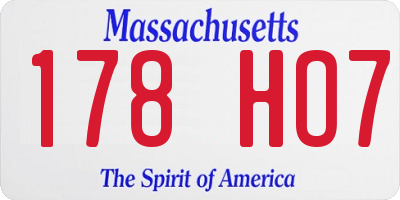 MA license plate 178HO7