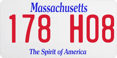 MA license plate 178HO8