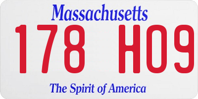 MA license plate 178HO9